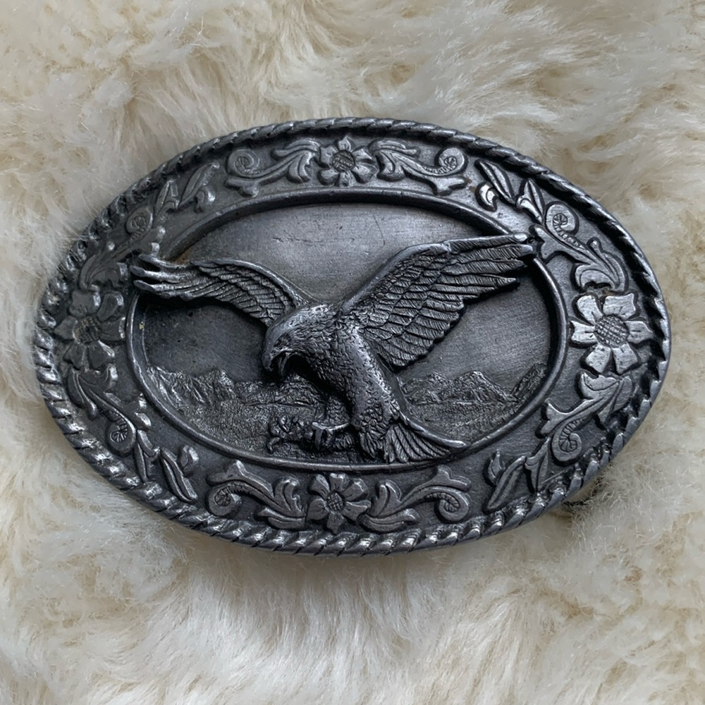 Eagle belt buckle pewter vintage 80s Siskiyou